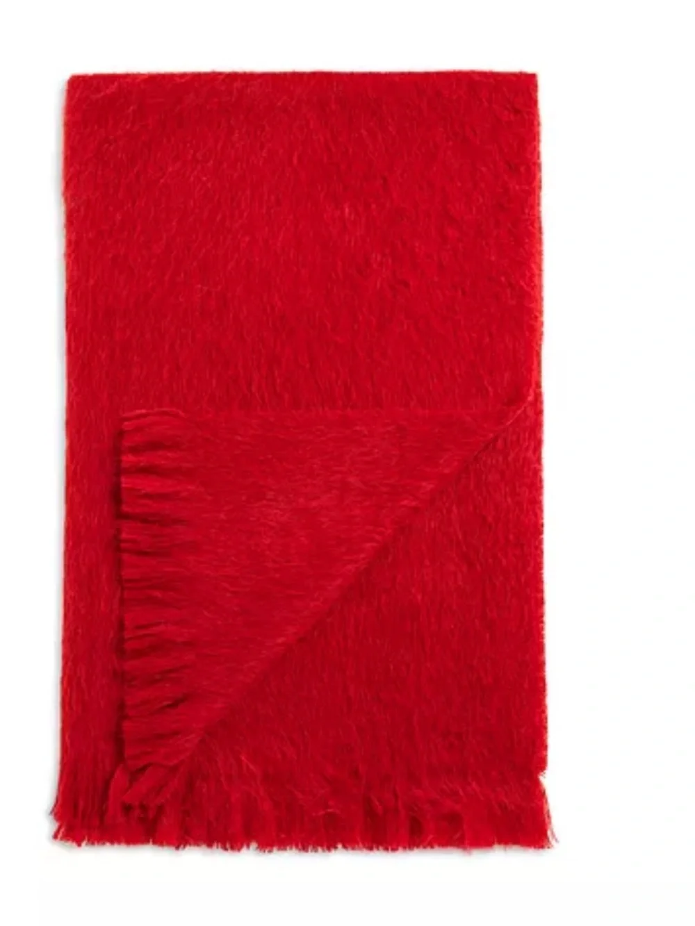 Matouk Plush Throw with Carnelian Red Accent